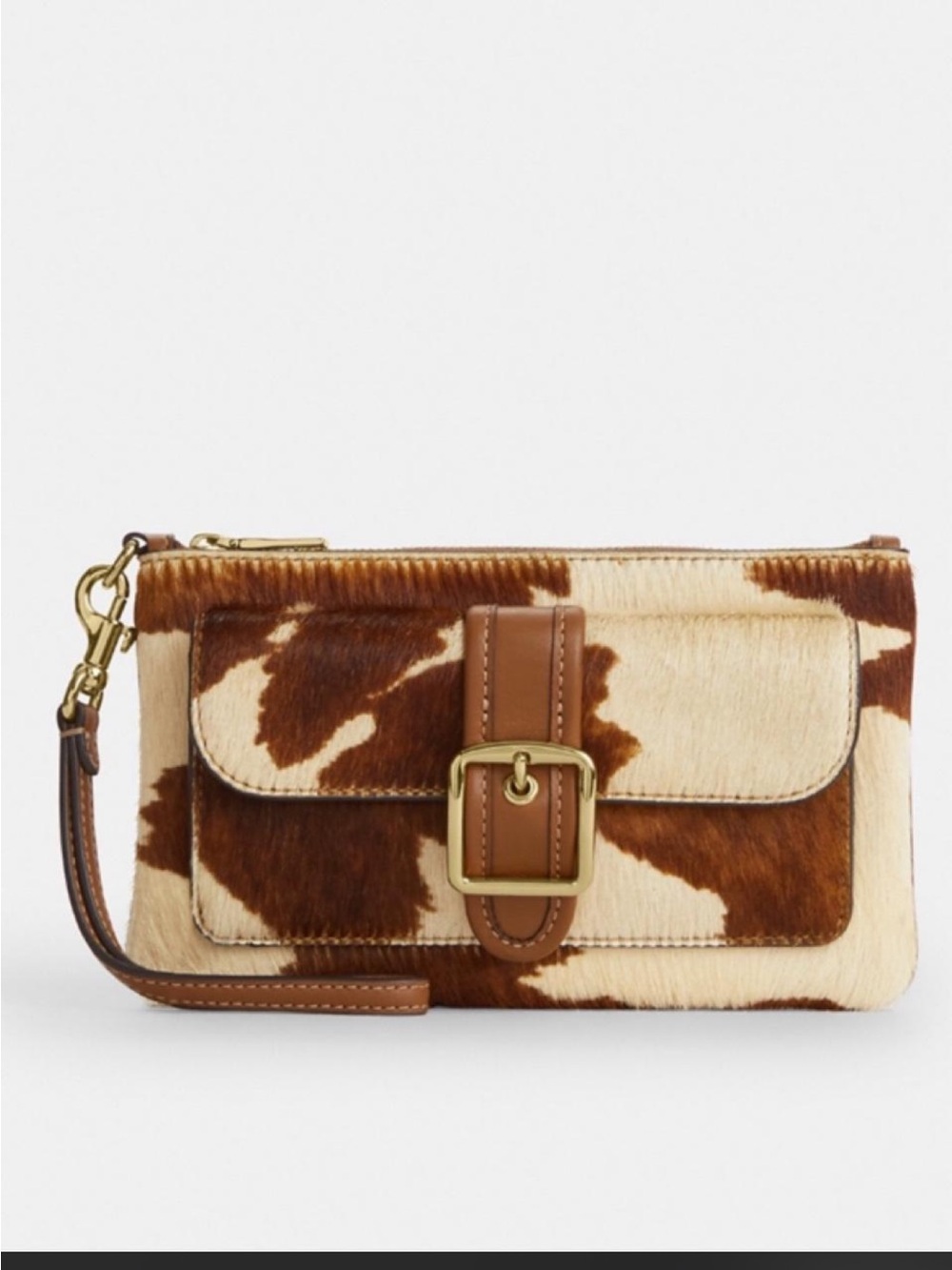 NWT Coach Ashton Wristlet In Haircalf With Cow Print - Picture 2 of 5